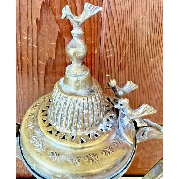 Brass Islamic Dallah Arabic Coffee Pots Middle Eastern India Set Of 3 - Picture 10 of 16